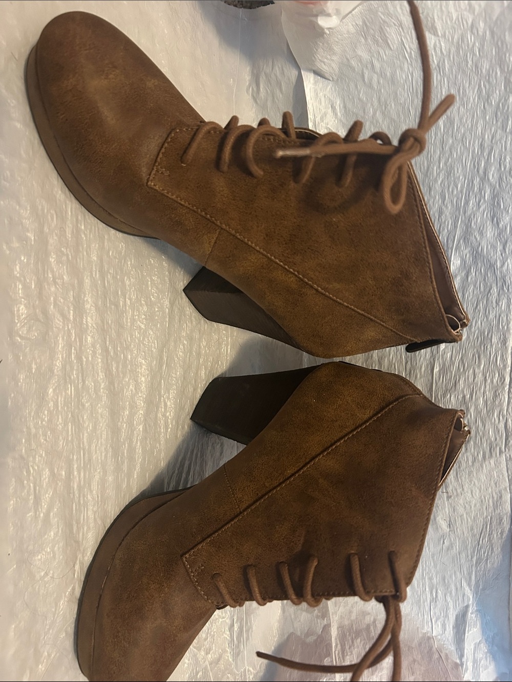 Daisy Fuentes Brown Lace-Up Suede Ankle Booties